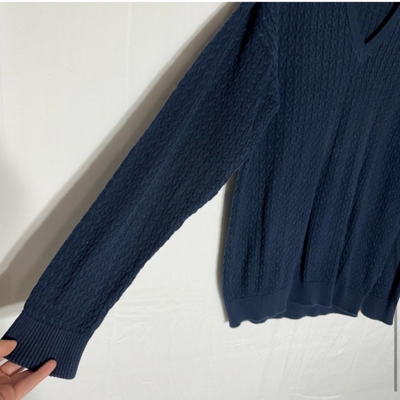 Vintage Tosani Dark Navy Blue Cable Knit V Neck Sweater XL - Picture 6 of 13